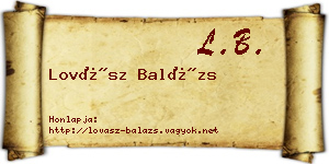 Lovász Balázs névjegykártya